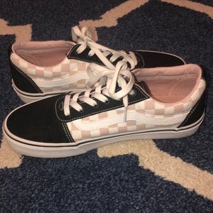 Black and Pink checkered vans